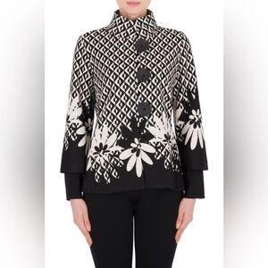 Joseph Ribkoff Black and White Floral Cardigan